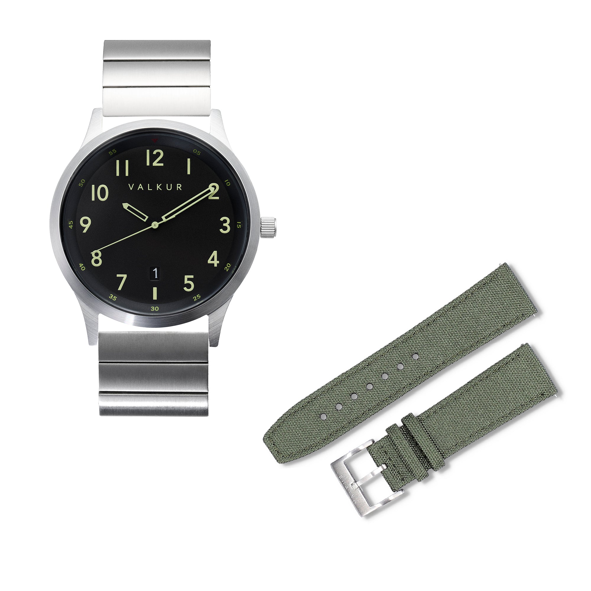 Reloj Valkur para hombres modelo Larden de acero plateado con fondo Negro