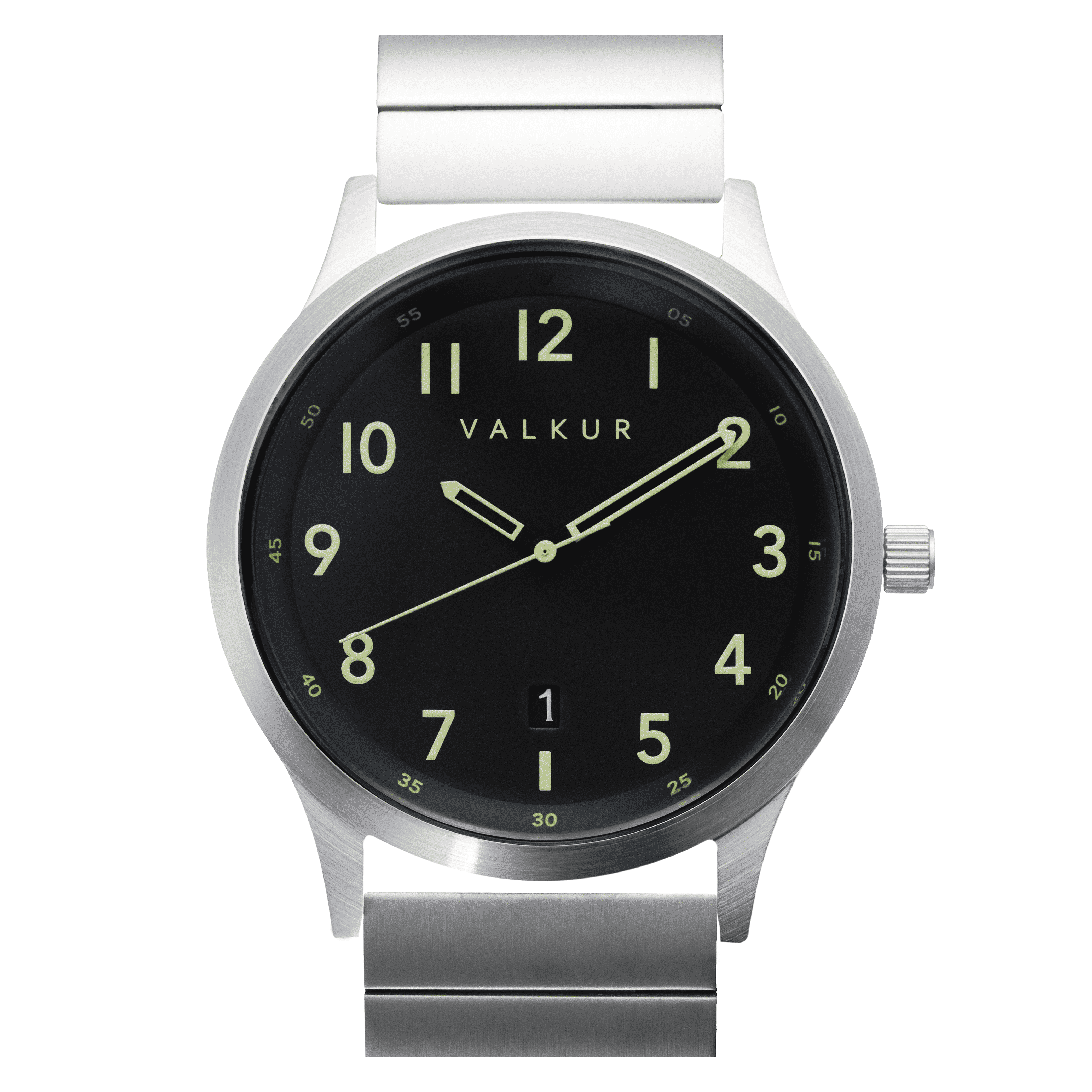 Reloj Valkur para hombres modelo Larden de acero plateado con fondo Negro