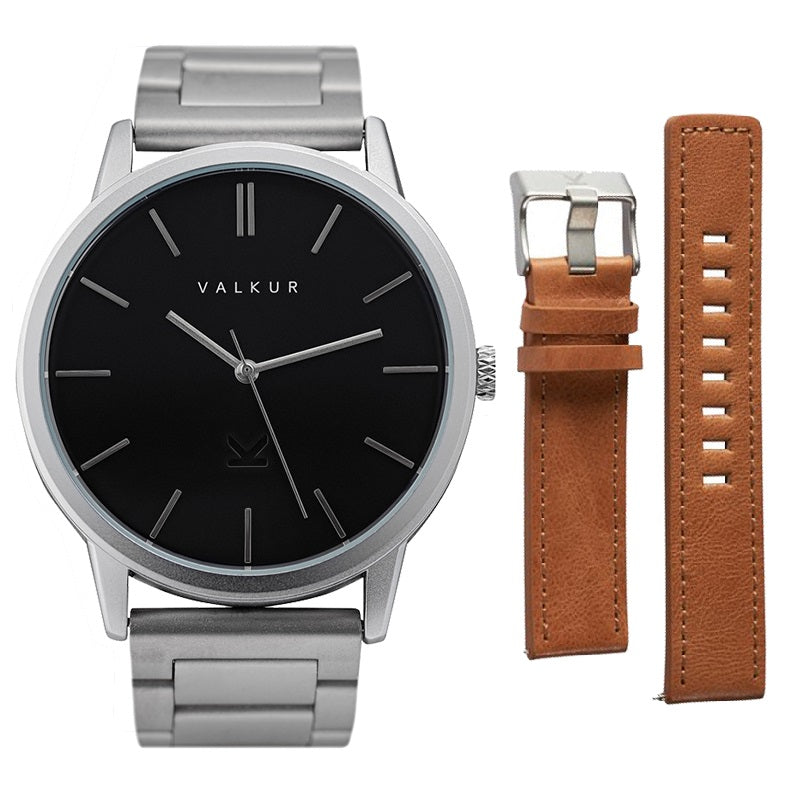 Reloj Valkur modelo Platek acero plateado y fondo negro