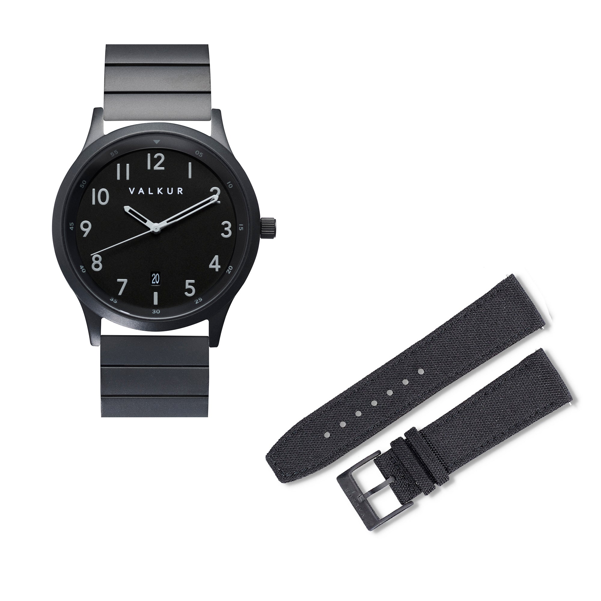 Reloj Valkur para hombres modelo Sieben de acero negro con fondo Negro
