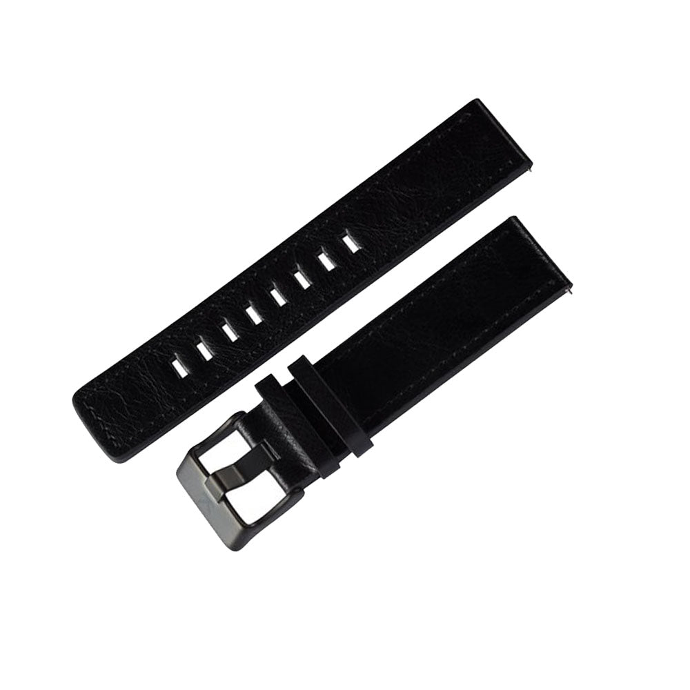 Correa de cuero genuino negro con hebilla negra 22mm Valkur