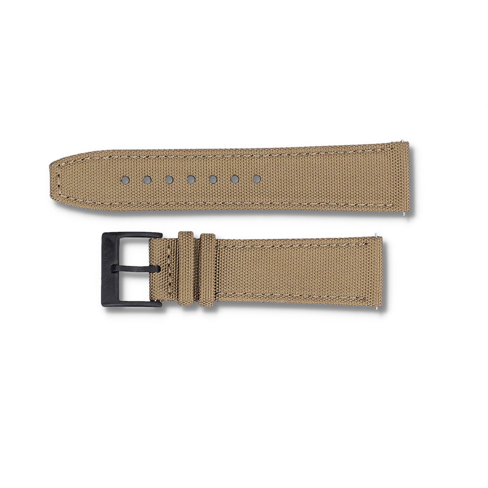 Correa Valkur para hombres de nylon marron con hebilla negra 22mm  
