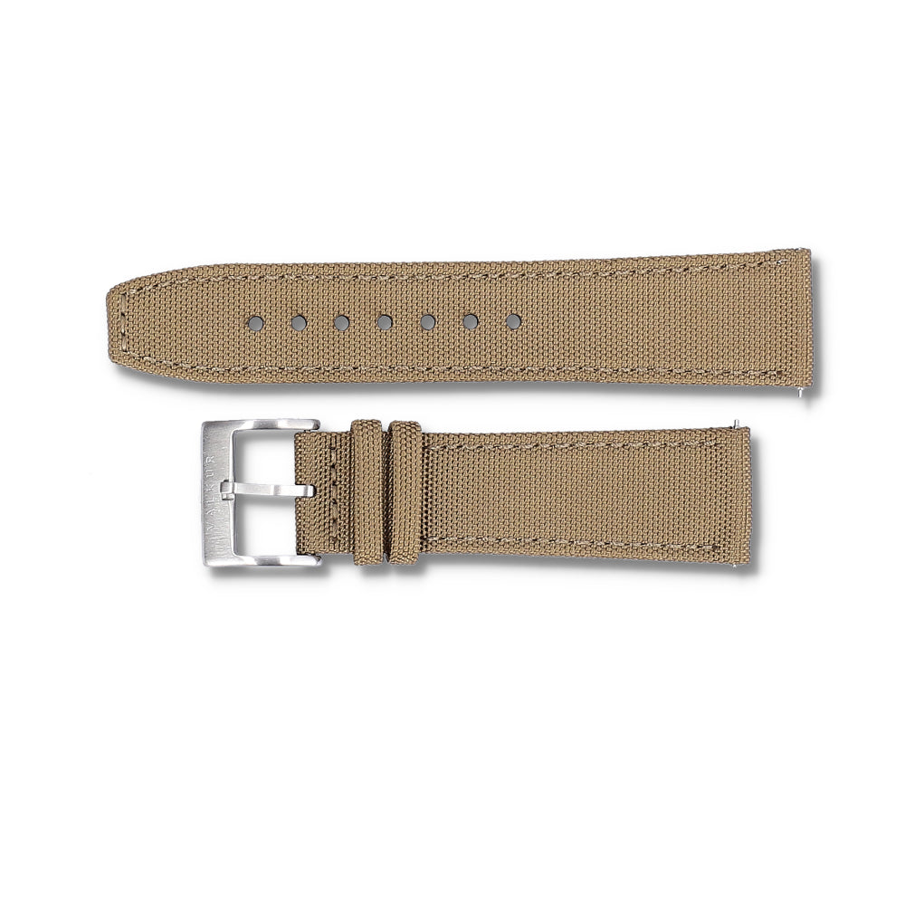 Correa Valkur para hombres de nylon marron con hebilla plateada 22mm  
