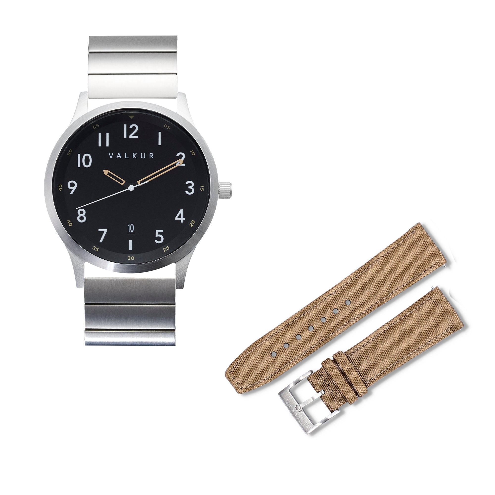 Reloj Valkur para hombres modelo Hunder de acero plateado con fondo Negro  
