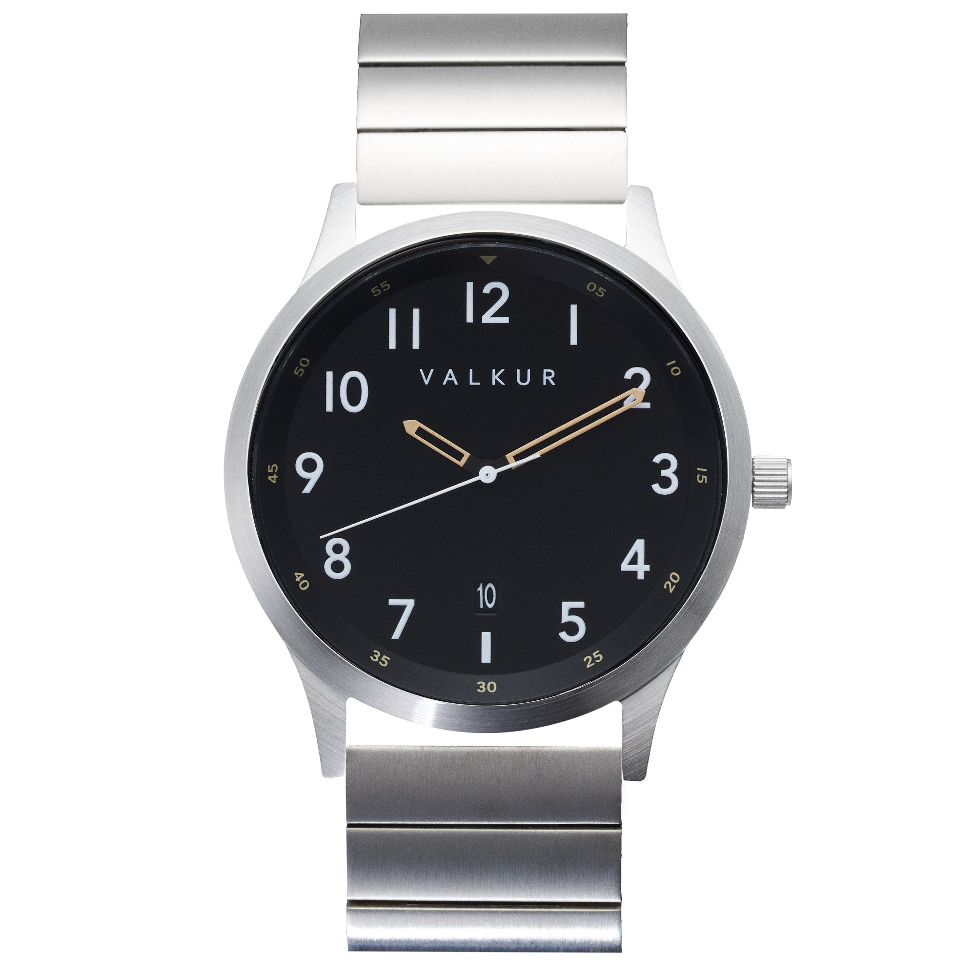 Reloj Valkur para hombres modelo Hunder de acero plateado con fondo Negro  
