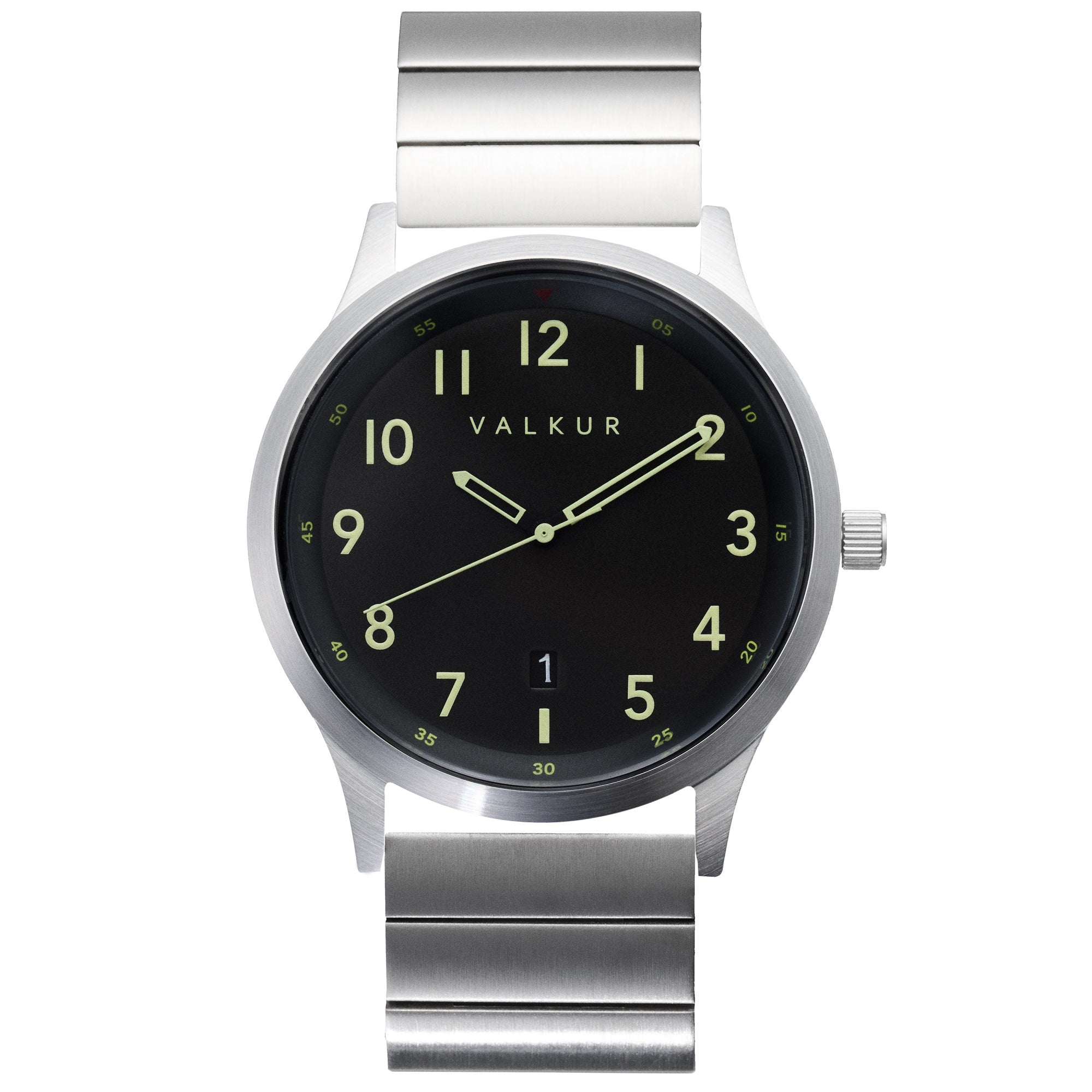 Reloj Valkur para hombres modelo Larden de acero plateado con fondo Negro  
