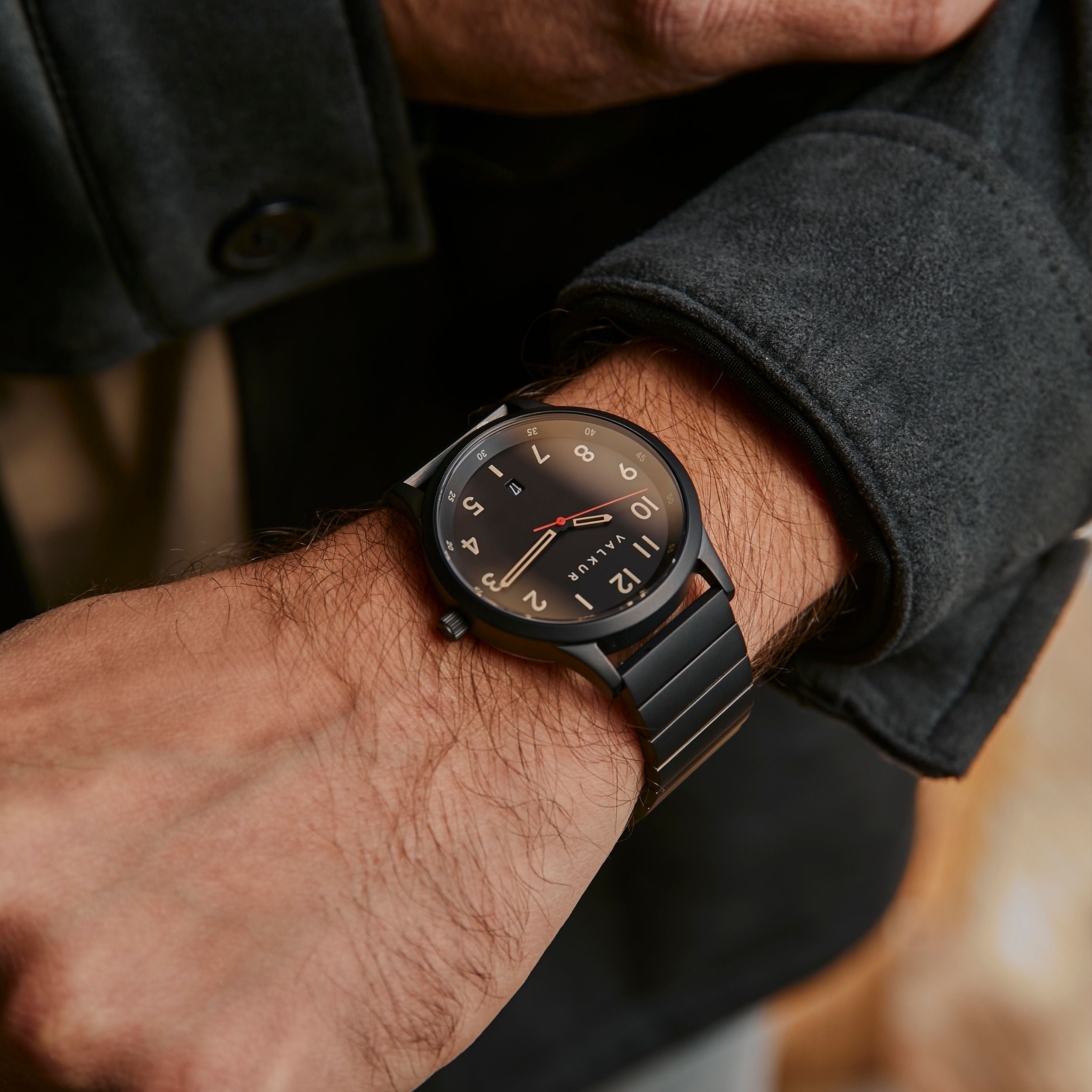 Reloj Valkur para hombres modelo Nusak de acero negro con fondo Negro  
