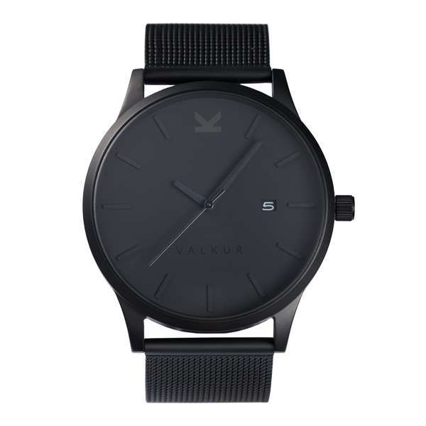Reloj Valkur para hombre modelo Torolf X con correa de acero trenzado y caja de acero negro
