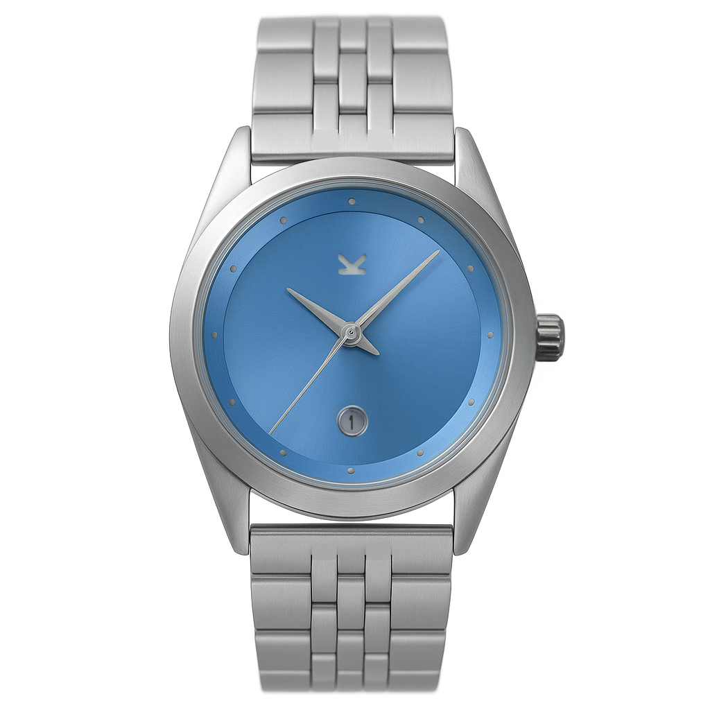 Reloj Valkur para mujeres modelo Sanna de acero plateado con fondo azul  
