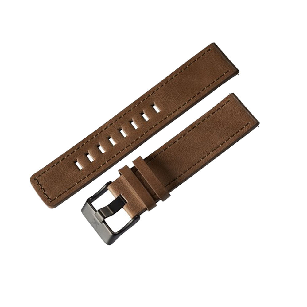 Correa de cuero genuino arena con hebilla negra 22mm Valkur
