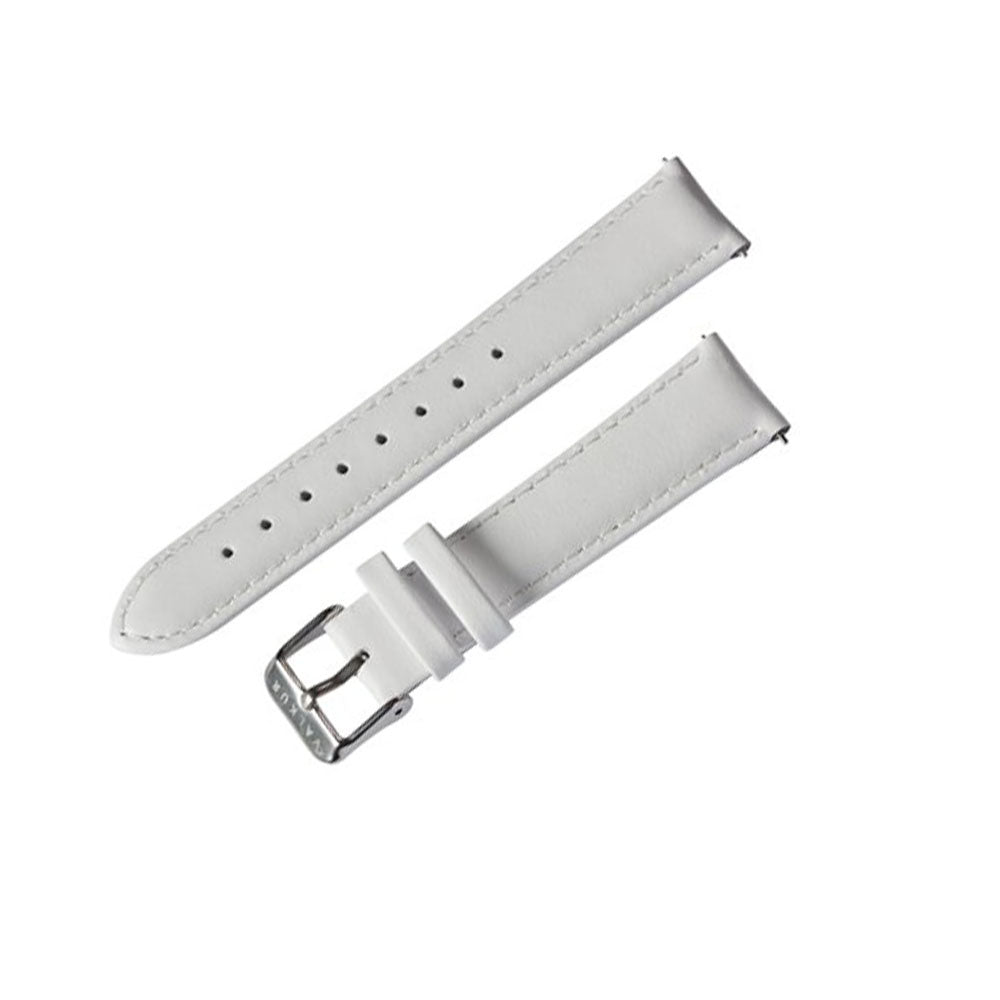 Correa de cuero genuino blanco con hebilla plateado 18mm Valkur
