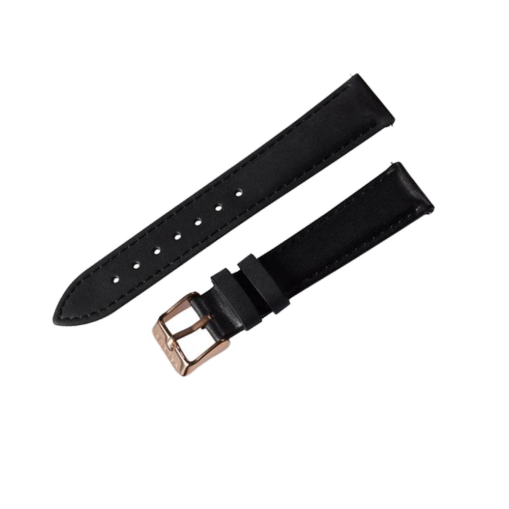 Correa de cuero genuino negro con hebilla dorado 18mm Valkur
